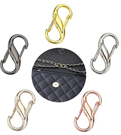 OHYER 5 Stück Verstellbare Einstellbar Metallschnallen Winzige Metall-Clip Armband Verbinder Kettenglieder Doppelte Öffnung Verschluss zum Kürzen Ihrer Kettenlänge von Handtasche Rucksack (5 Farben)