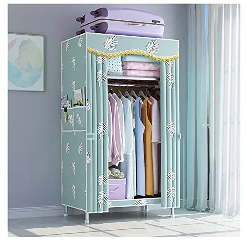 Faltschrank Einfache tragbare Kleiderschrank mit Ruten und grünen Stoffabdeckung Home Kleiderschrank Regale Kleidung Storage Organizer 3 Größen Kleiderschrank (Size : 82x45x170cm)