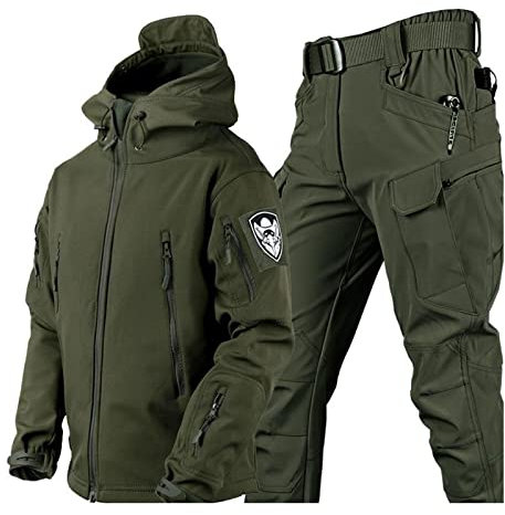 VBVARV Militärische Taktische Herren-Kampfuniform wasserdichte Armee-Kampfanzug-Sets Camouflage Softshell-Jacken-Hosen Jagdkleidung,Military Green,M