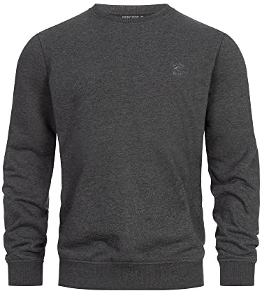 Indicode Herren Holt Sweatshirt aus Baumwollmischung mit RIPP-Bündchen | Bequeme aus Baumwollmix mit Rippbündchen, Freizeitpullover, Basic Pullover, Rundhalspullover für Männer