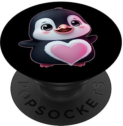 Pinguin - süßer Pinguin mit Herz für Damen und Mädchen PopSockets Klebender PopGrip