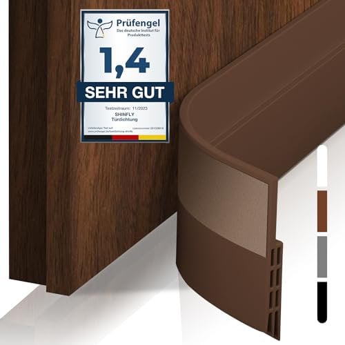 shinfly Paraspifferi Sottoporta, Paraspifferi Porta Blindata - 100 x 5cm, Ideale per Ridurre il Rumore, Sottoporta Anti Insetti/Polvere/Aria Fredda, Facile e Veloce da Installare(Marrone)