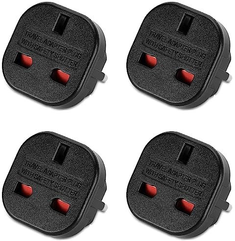 4 Stück Reiseadapter, UK auf DE Adapterstecker, Adapter UK auf EU, UK auf DE Reisestecker, 3-polig UK Reiseadapter auf 2-polige EU-Steckdose für Frankreich, Irland, Niederlande, Polen, Schweden