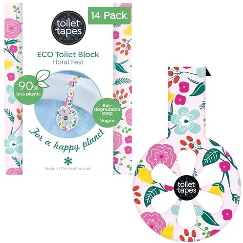 Toilet Tapes - Bloc WC Naturel - Nettoyant WC Écologique - Désodorisant WC Longue Durée - Moins de Plastique - Parfum Toilette WC Floral Fest - 1 Unité, Lot de 14