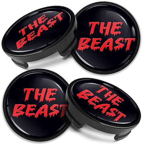 Biomar Labs 4 x 54 mm Nabendeckel Kompatibel mit Ford Felgendeckel Radnabenabdeckung Nabenkappen Felgenkappen Radkappen Alufelgen Schwarz Rot CFZ 25