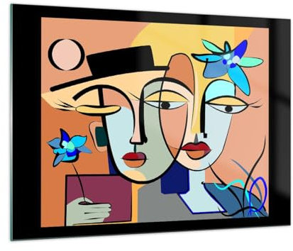 Vidrios decorativos Caras Moderno Cubismo Cuadro Sobre Vidrio Moderno 70x50cm Decoracion Salon Dormitorio Cocina Cuadros Pared Impresiones Impresión en Cristal Wall Art Prints Decor GAA70x50-5764