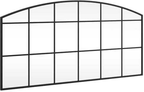 vidaXL Miroir Mural, Décoration de Chambre avec Film Anti Éclatement au Dos, Miroir Suspendu Couloir Salle de Bain, Noir Arche Fer