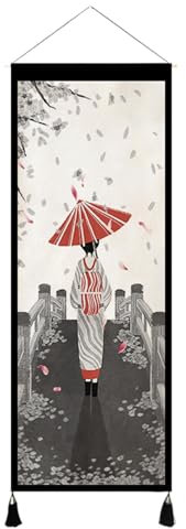 WABMJGW Japanischer Wandteppich Wandbehang, Imperial Beauty, 45 x 120 cm, rechteckiger Wandteppich, Baumwollleinenstoff, zum Aufhängen, Gemälde, Wandkunst, Heimdekoration,A