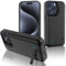 Gladgogo Charger Case for iPhone 15 Pro, 6000mAh Charging Case with Kickstand (6.1 inch) - Black