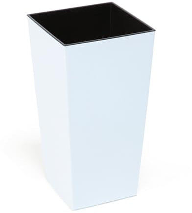 KAGM Blumenkübel mit herausnehmbarem Einsatz. Aus robustem Kunststoff in Hochglanz Weiß 18,5 x 18,5 - H= 36