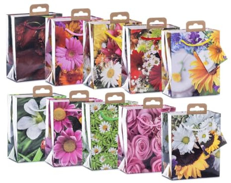 Laro Premium-Line Kleine Geschenktaschen Geschenktüten 10-100 Stk Mini Blumen, Anzahl:20, Muster Tüten:Mini Blumen