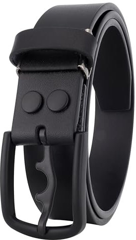 noesArk ZUREN Rutschfester Herren-Gürtel, echtes Leder, Schnalle, veränderbar, Größe verstellbar, Business Casual, 3 cm, Größe L, Mattschwarz, nickelfrei, Belt width 1.2 / Maximum waist 44 / Total