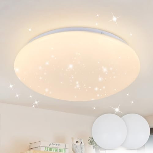 ZMH Deckenlampe LED Deckenleuchte Schlafzimmer - 2ER Ø30cm Schlafzimmerlampe Sternenhimmel Badlampe Warmweiß Rund Badezimmer Deckenbeleuchtung Küchenlampe 18W Flurlampe IP44 für Kinderzimmer Flur