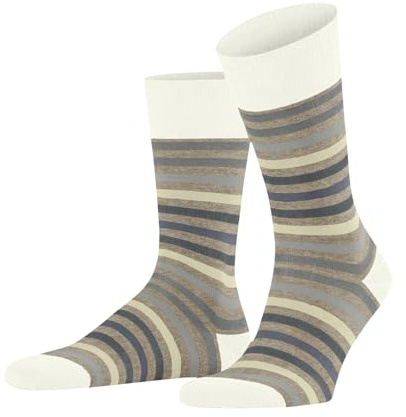 FALKE Men's Tinted Stripe M So Wool Cotton Patterned 1 Pair Socks, Beige Melange 4043, 8.5-11