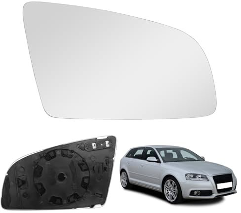 Spiegelglas Ersatz für Audi A3/S3 2004-2008, A4/S4 2002-2008, A6/S6 2006-2008, Außenspiegel Hyperbolisch Beheizt Außenspiegelglas Asphärisch (Rechts)