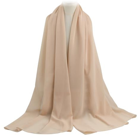 PTJJXA Chiffon Schal Damen, Seidenweiche Chiffon Hijab, Schultertuch Damen Groß Festlich, Stola für Abendkleid, Dünner Schal, Seidenschal Damen,Schal Einfarbig, Halstuch Tuch aus Chiffon (Sekt)