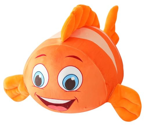 SBJJGQIS Nemo Plüschtier, Fisch Plush Kuscheltier Für Kinder,Lustiges Fisch Kissen, Nemo Fisch Puppe Für Kinder Und Erwachsene,Fans, Geburtstag Und Weihnachten - Orange