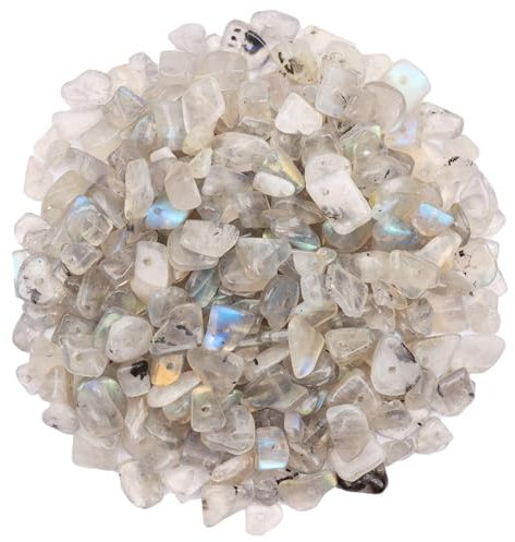 Grauer Mondschein 500pcs Perlen zum Auffädeln Edelstein Perlen Kristall Perlen für Armbänder, 5-8 mm Unregelmäßige Kristalle Steine mit Loch für DIY Ketten Ohrringe Schmuck Basteln