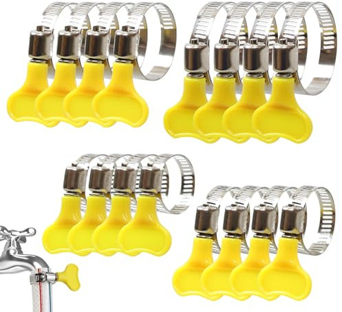 Stainless Steel Tightening Pipe Clips,16 PCS Hose Clips Set 4 Size Hose Clips Set Adjustable Hose Clips Set Pipe Clamps Hose Clamps for Securing Home Gas Flexible Connections 16/25/32/44mm