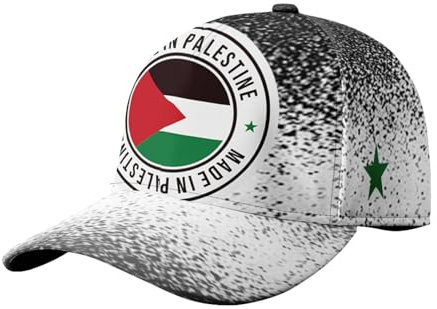 MIATCENRT Klassische Strapback-Cap – Palästina-Landesname Mit Flaggenmuster, Sonnenhüte, Verstellbarer Sommer-/Strandhut, Baseball-Cap Für Herren, Sport-Cap Für Outdoor-Männer, Grau, Einheitsgröße