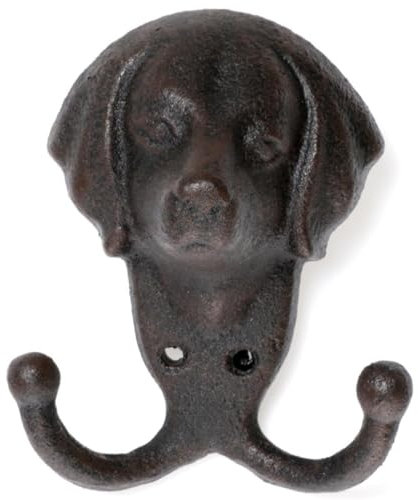 Novaliv Gusseiserne Haken Hundekopf 10x6x12,5 cm einfache Montage stabil sicher ideal für Wand- und Decken-Dekoration Garderobe Vintage Stil robust langlebig und elegant perfekte Dekoration
