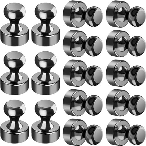 VNDUEEY Neodym Magnete, Starke Magnete, Mini Magnet, Magnet für Magnettafel, Whiteboard, Büro, Pinnwand, Zuhause, Küche, Notizen Halten, Werkstatt, Kühlschranktür, Schwarz, 16er-Pack