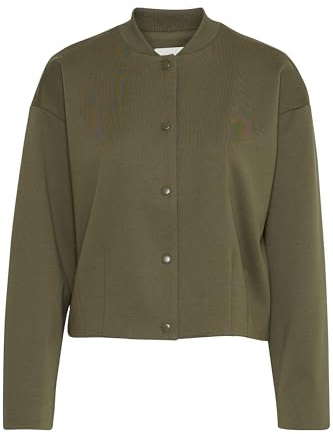 Ichi IXKATE Damen Jacke Bomberjacke Übergangsjacke mit Druckknöpfen leicht elastisch Loose fit, Größe:S, Farbe:Kalamata (190510)