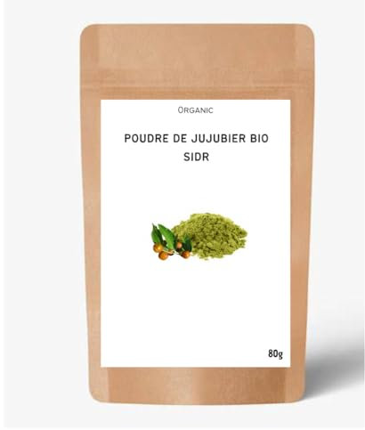 ORGANIC Poudre de SIDR/JUJUBIER/QASIL BIO - Nettoyante - Renforcement des cheveux - Apaisement des irritations - Anti Acné - 100% Naturelle - Sans mélange - Unisex-Adulte