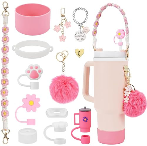 POFIBO para Stanley Cup Accesorios Set - Botella de Agua Grip Tape, Siliocne Boot Cup, Charms para Stanley Cup 40oz Tumbler