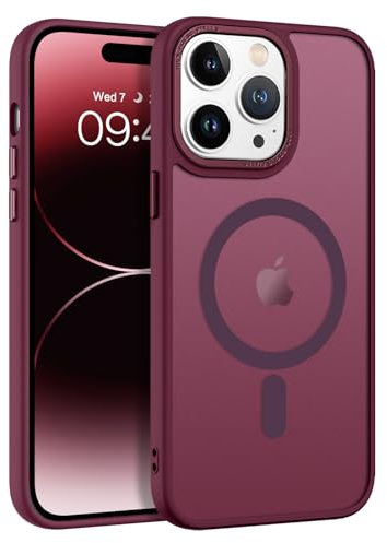 GaoBao Cover per iPhone 14 Pro 6,1 [Compatibile con Magsafe] Custodia Opaco Magnetica Sottile e Traslucida, Protezione Antiurto e Antigoccia, Protettiva Anti-Impronta (Bordeaux)