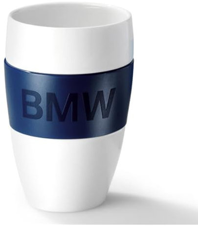 BMW Tasse en porcelaine blanche et bleu foncé – Tasse de qualité supérieure avec anneau design