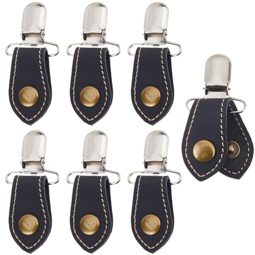 SUPERFINDINGS - Juego de 6 pinzas para pantalones de mezclilla, pinzas de tirantes para zapatos de moto, botas y pantalones, clips para pinzas, botas de pantalones, pinzas para botas negras para
