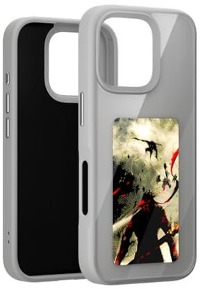 NFC E-Ink Phone Case for iPhone 15, allowing you to change photos anytime. Use the App to DIY display photos, with AI-generated images for more fun. enhanced drop protec (Gray, iPhone 15)