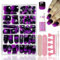 240 Stück Press on Nails Square Set - Schwarz Lila Ombre Fake Nägel - Gradient Künstliche Nägel Kurz - Glänzend Kunstnägel Zum Aufkleben für Frauen Mädchen (Black Purple)