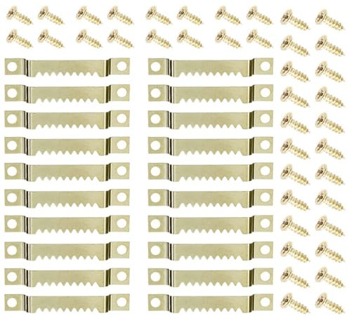 20 Sägezahn-Bildaufhänger inkl. 40 Schrauben – Stabil für Holz-/Keilrahmen, Wände in Haus & Büro