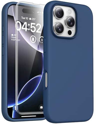 TOCOL Silicone for iPhone 16 Pro Max Case, Liquid Silicone Slim Silky-Soft Touch, Multi-Color Anti-Scratch Shockproof for iPhone 16 Pro Max, Denim