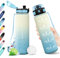 Bouteille Sport 1L, Bouteille d'eau Étanche, Gourde Motivation avec Marqueur de Temps, Gourde Sport avec Filtre, Bouteille sans BPA, Réutilisable, Gourde pour Yoga, l'école, Camping, Bureau, Fitness