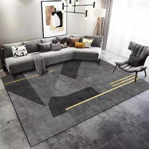 DJHWWD Chambre Gaming Ado Tapis Pas Cher 60x120CM antiderapant Gris Noir rayé Moderne Jaune Grande Taille Deco de Fille