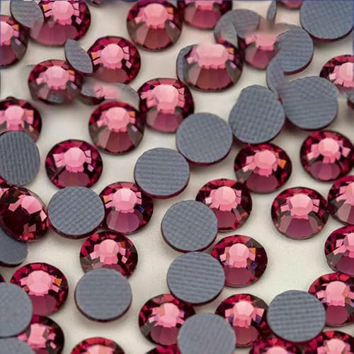Pietre di strass di cristallo hot-fix in vetro con retro piatto per decorazioni fai da te su vestiti e tessuti - 041 Rosa - SS12-1440 pezzi