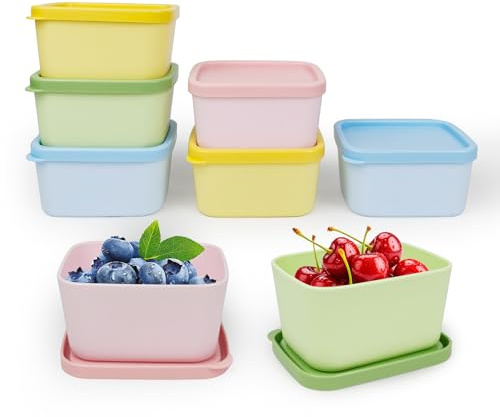 greenandlife 8 Stück Snackbox Set, 210ML Frischhaltedosen mit Deckel, Kleine Dosen Plastik für Lebensmittel, Mikrowelle & Gefrierschrank, Ideal als Brotdose klein für Schule, Büro, Unterwegs