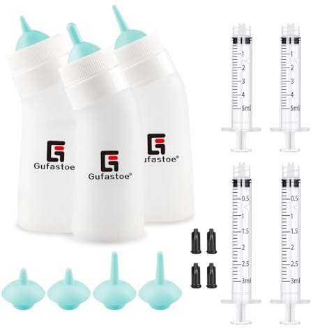 Gufastoe Pet Feeding Nipple with Syringe, Soft Silicone Nursing Pet Feeding Bottle, Ventilation Valve Resistant Tearing for Puppies, Kittens, Rabbit, Small Wildlife (Green)