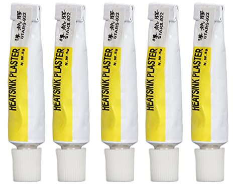 Yanmis Insulated Thermal Silicone Grease for 3D Printer, Good Adhesion Thermal Paste for CPU, 5 Tubes of White Paste, 25g Total, Suitable for LEDs and Electronics