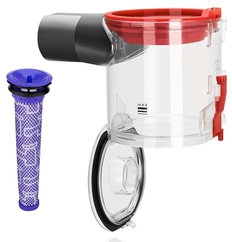 Dust Bin Replacement for Dyson V7 V8 SV10 SV11 Vacuum Cleaner, Dirt Canister Container Compatible with Part 967699-01 Absolute Animal Motorhead, Strong Suction Spare Parts with Pre-Filter