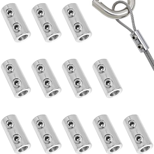 12 Stück Drahtseilklemme 1.5–2mm, Edelstahl Drahtseilklemme Kabel Clips Seilklemmen Doppelloch Kupfer Clips Robuste Drahtseilklemmen für Stahlseil Drahtseil Wäscheleine Balkon und Outdoor Anwendungen