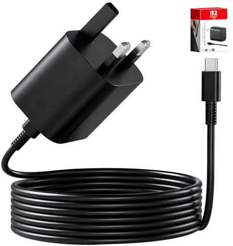 Charger for Nintendo Switch 2, 60W Fast Charging with 6FT Type-C Cable | USB C Adapter Power Supply for Switch 2/Switch Dock/OLED/Lite/Pro Controller & Steam Deck Support TV Mode, AC Adapter