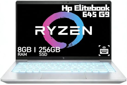 HP EliteBook 645 G9 Business Laptop, 14Inch-FHD(1920x1080), AMD Ryzen 5 5675U, 8GB RAM, 256GB SSD, QWERTY Keyboard, Backlit Keyboard, Windows 11 Pro (renouvelé)