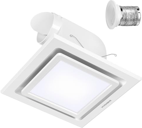 VIVOHOME Bathroom Extractor Fan with Light 280m³/h 300mm Ceiling Panel | Exhaust Fan with 6500K LED Cool White Light Combo, Silent 1.2 Sone for Showers Toilet Attic