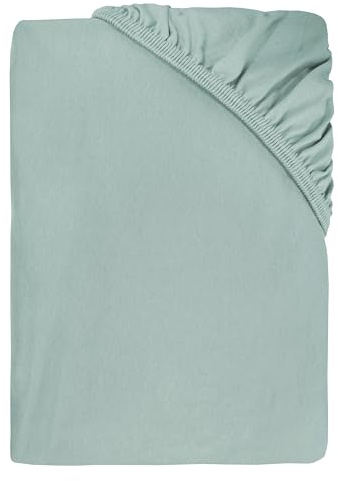 Dyckhoff Spannbettlaken Jersey 95% Baumwolle, Mint, 90-100x200cm | 5% Elasthan-Anteil für extra Komfort, Rundumgummizug, 35cm Steghöhe für perfekte Passform, pflegeleicht, langlebig