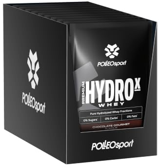 Polleo Premium HydroX Whey - Hydrolysiertes Whey Protein Pulver - 26 g Protein pro Portion - 0 g Zucker, Fett & Kohlenhydrate - 5 g BCAA & 4 g Glutamin (30 g, Chocolate Gourmet)