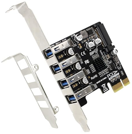 MZHOU Scheda di Espansione PCI Express USB 3.0 4 Porte - PCIe USB Add in Card, Internal USB3.0 Hub Converter 5Gbps con Connettore di Alimentazione da 15PIN, Supporto WIN 11/10/8/7/XP/Vista/LINUX